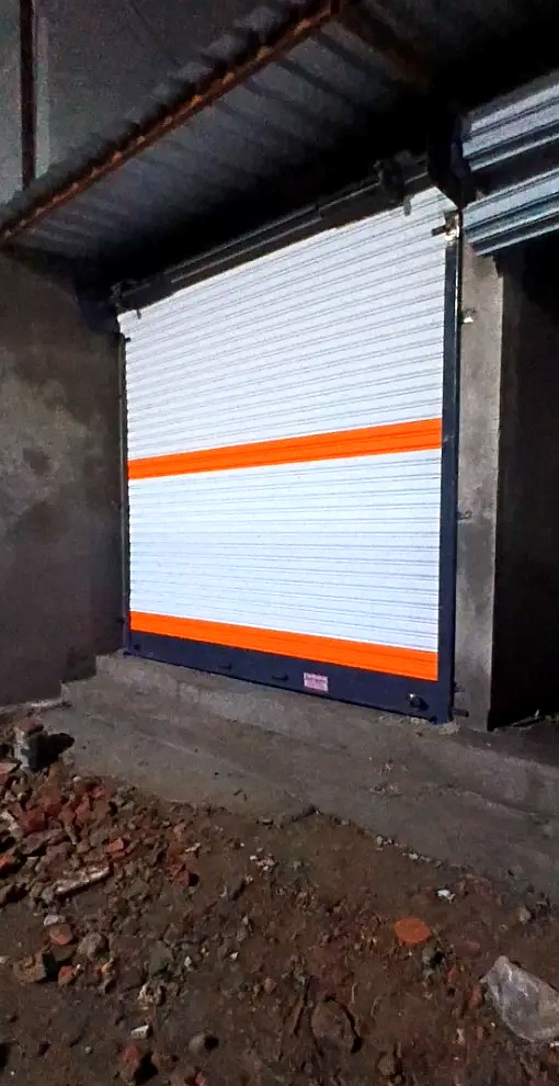 Single rolling shutter indoor installation under construction, Nagpur